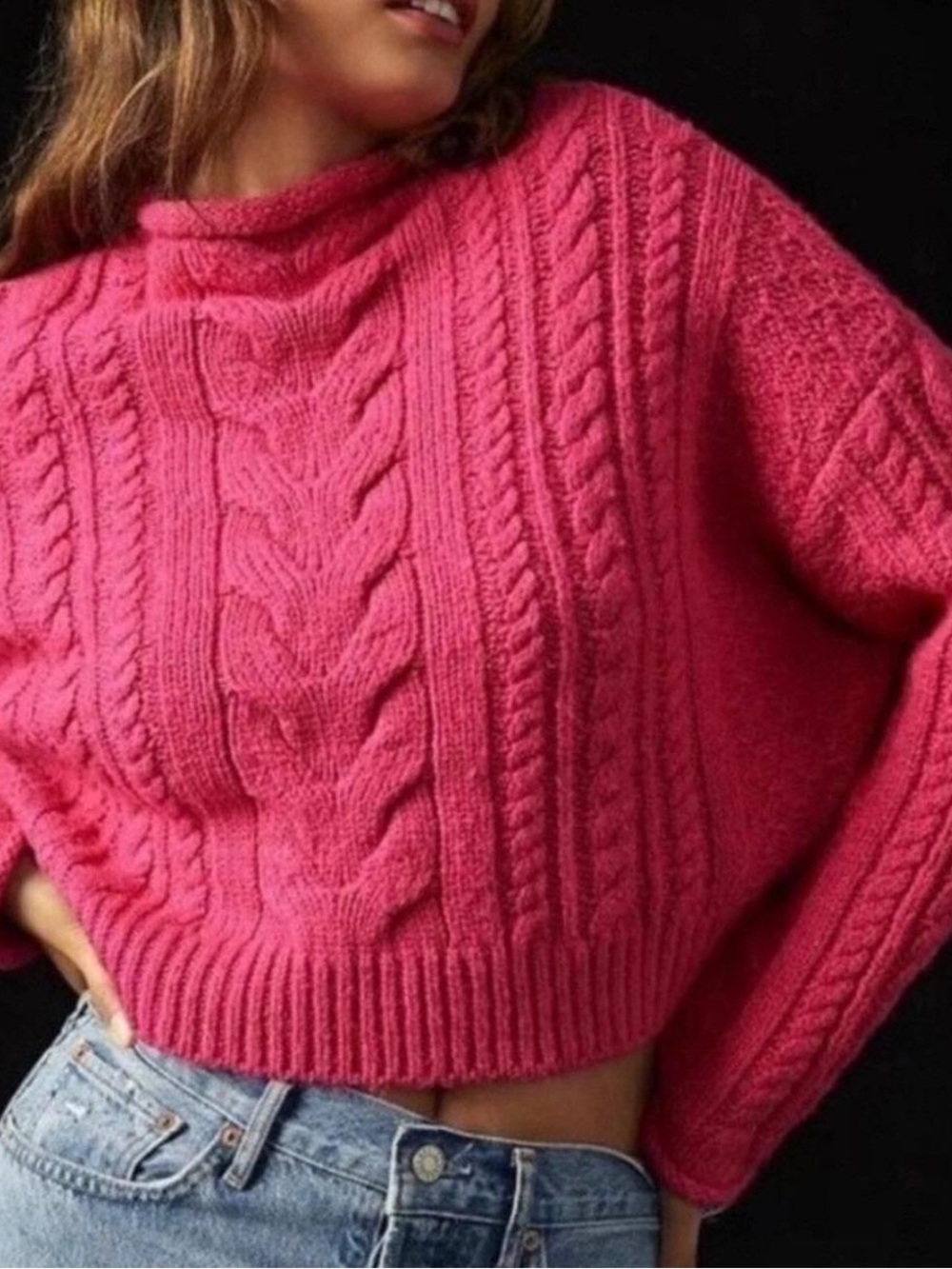 Anthropologie Pilcro Cable Knit Cropped Sweater